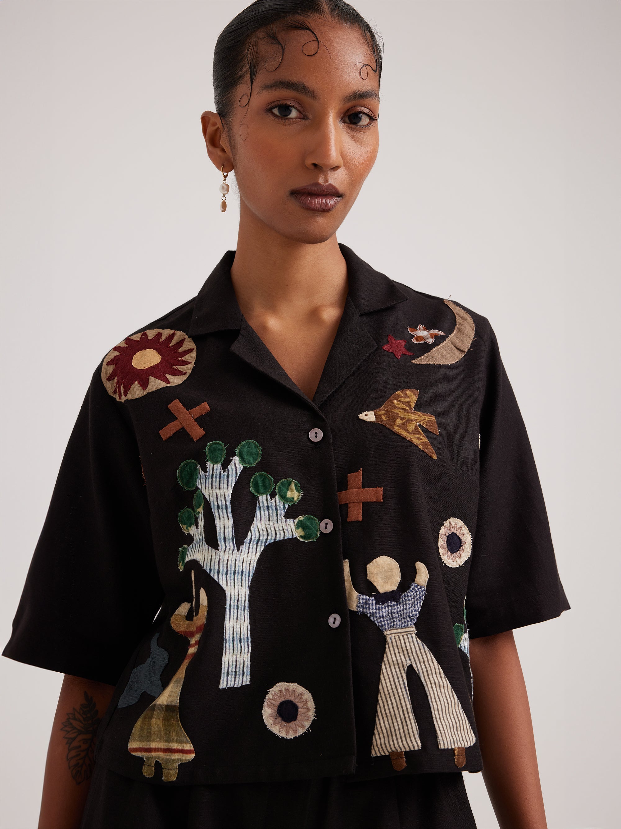 Foxy Micro Cord Crop Shirt Brown