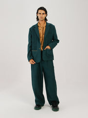 Front Smocked Blazer Set
