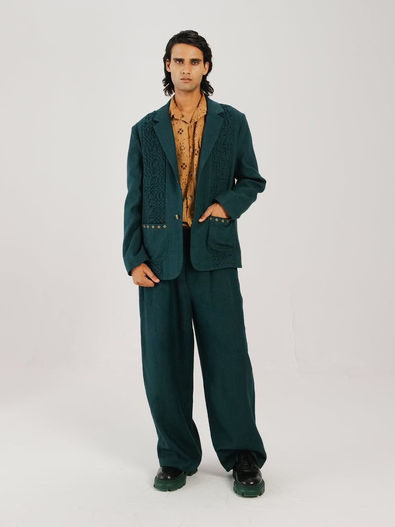 Front Smocked Blazer Set