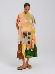 Morning Coffee Print A-Line Long Dress - Cord Studio