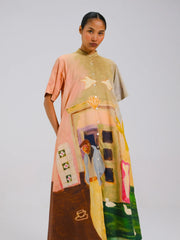 Morning Coffee Print A-Line Long Dress - Cord Studio