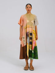 Morning Coffee Print A-Line Long Dress - Cord Studio