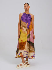 Swimmers Print Circle Long Dress | Flowy Sleeveless Maxi Dress