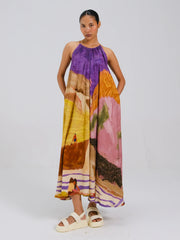 Swimmers Print Circle Long Dress | Flowy Sleeveless Maxi Dress