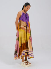 Swimmers Print Circle Long Dress | Flowy Sleeveless Maxi Dress