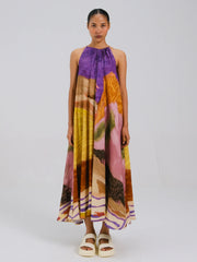 Swimmers Print Circle Long Dress | Flowy Sleeveless Maxi Dress
