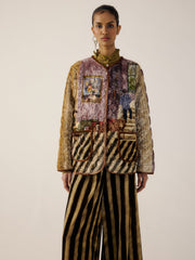 Collarless Quilted Jacket