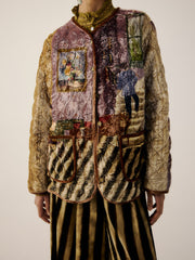 Collarless Quilted Jacket