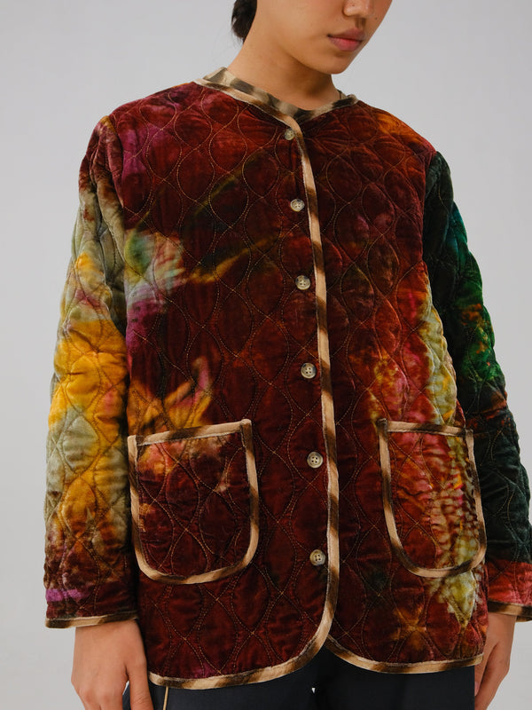 Collarless Quilted Jacket