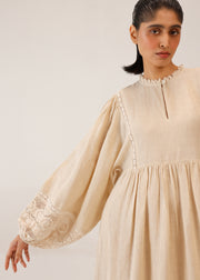 Doll Appl. Claire Dress - Ivory Linen Dress