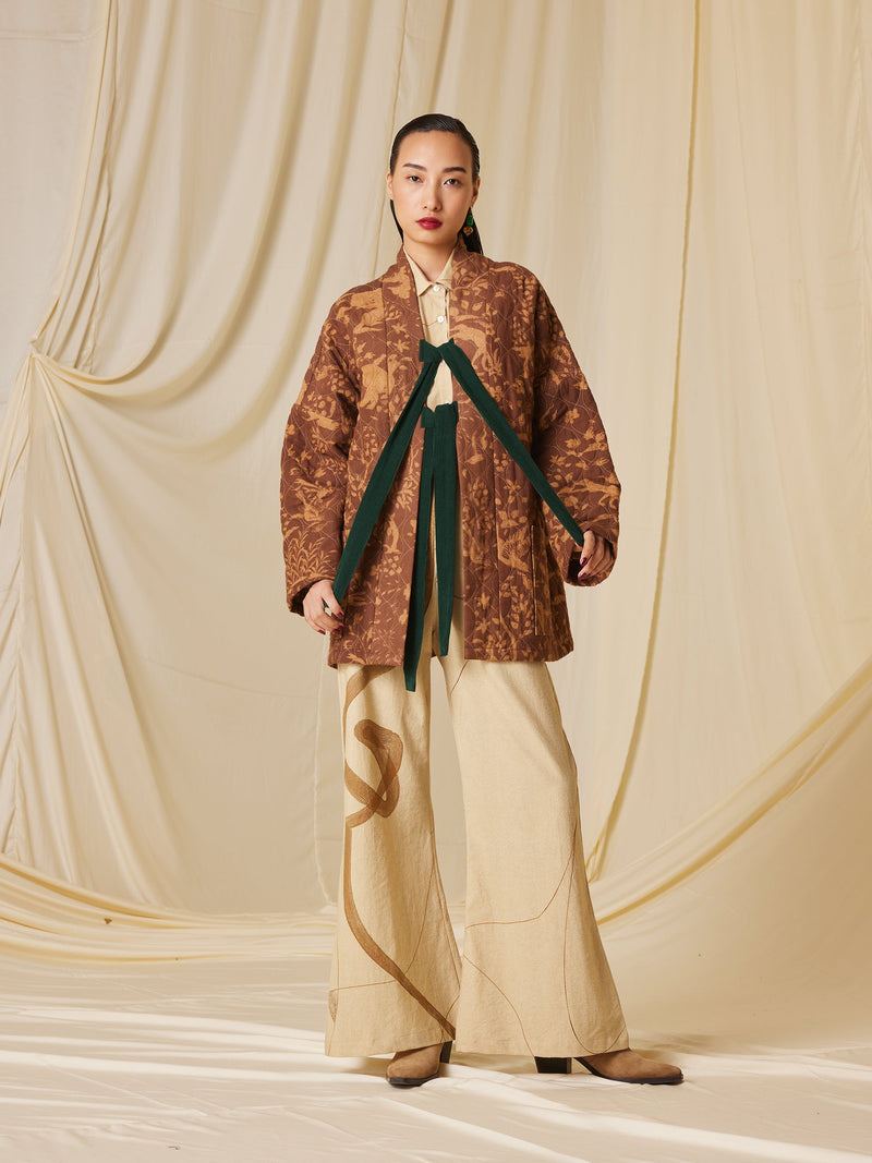 Quilted Front Open Jacket