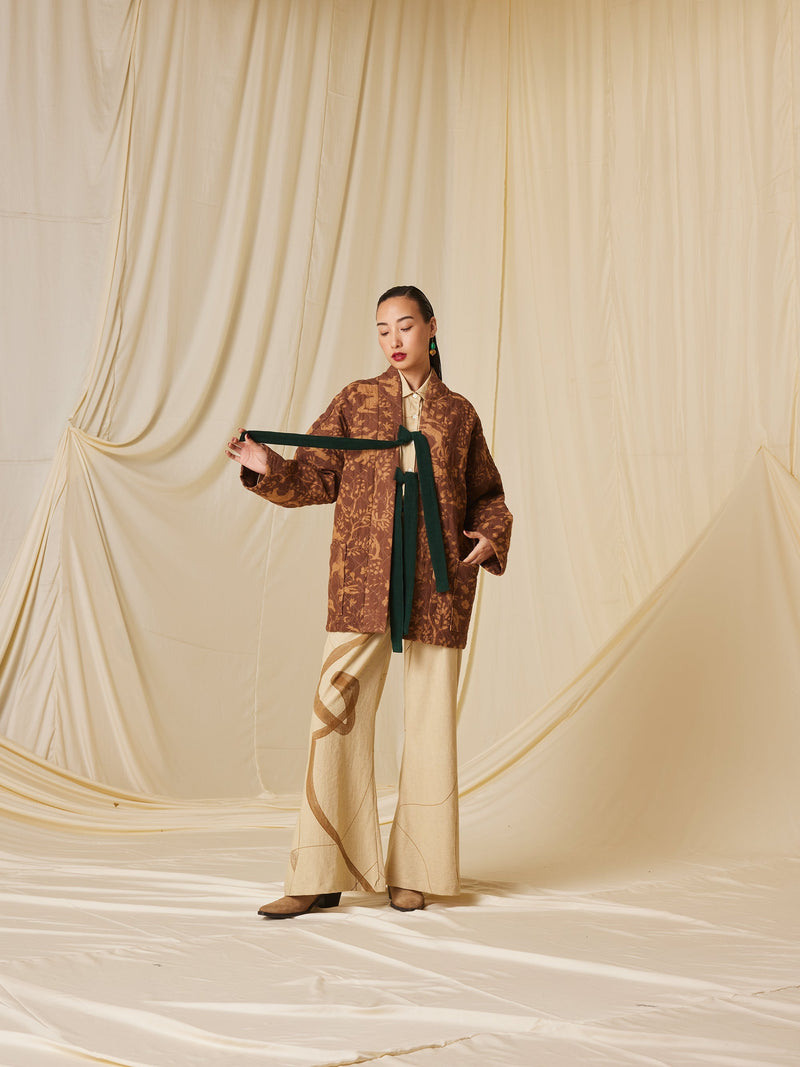 Quilted Front Open Jacket