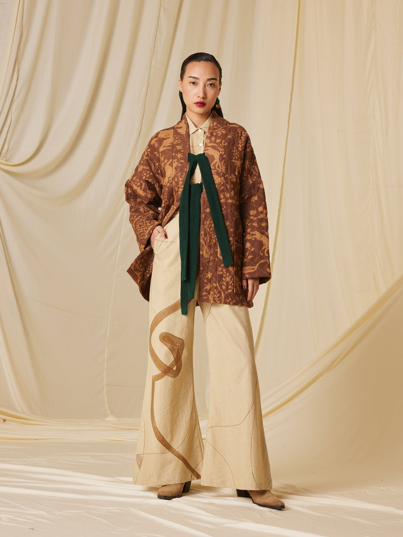 Quilted Front Open Jacket