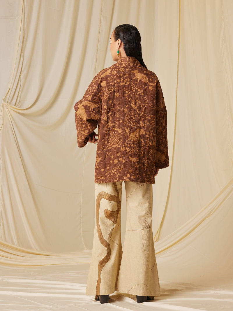 Quilted Front Open Jacket