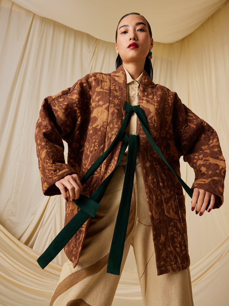 Quilted Front Open Jacket