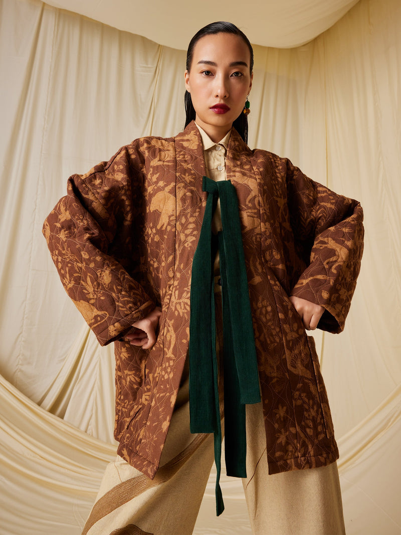 Quilted Front Open Jacket