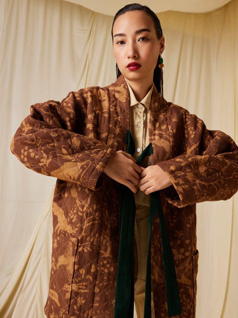 Quilted Front Open Jacket