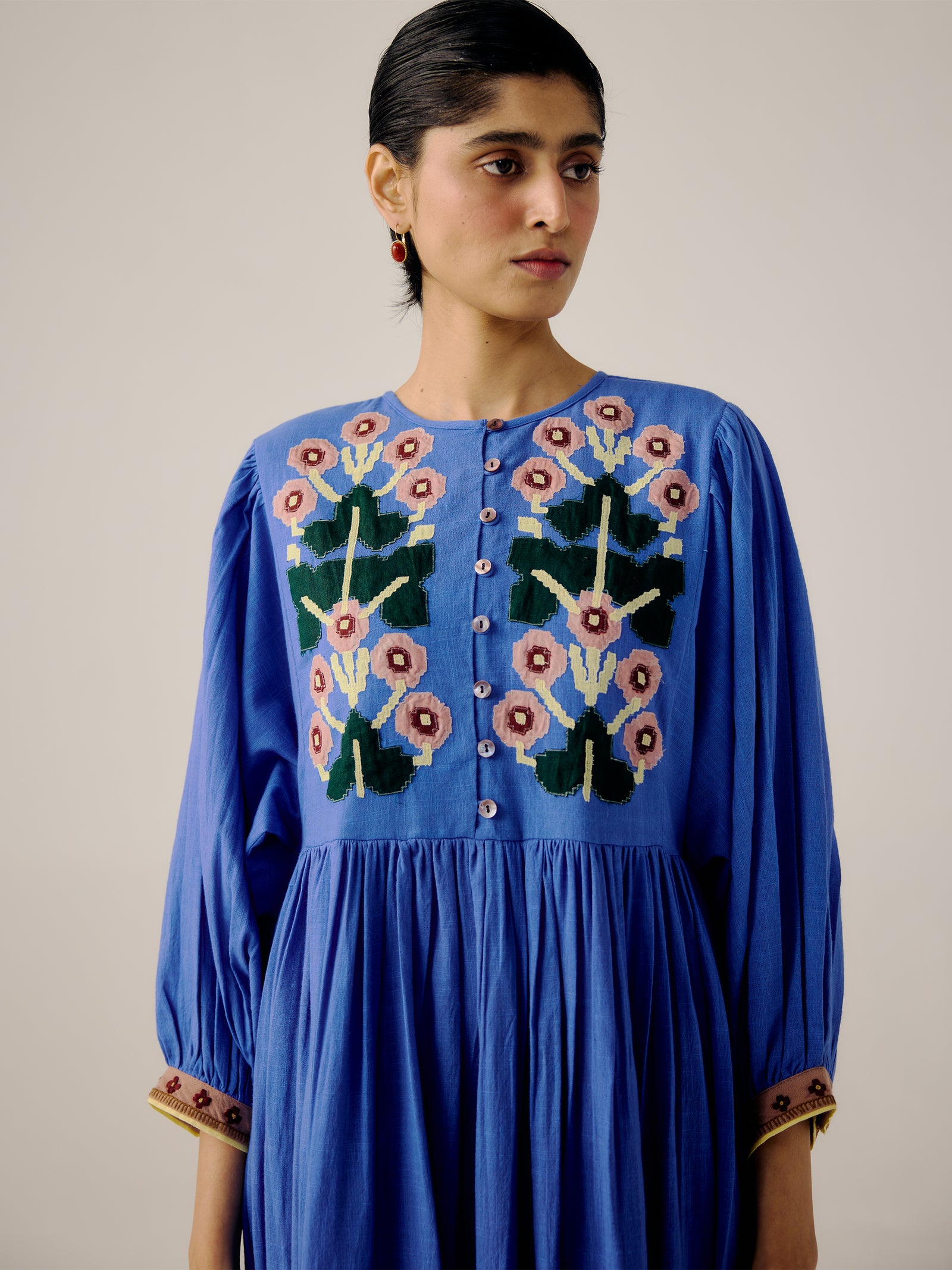 Peasant Dress – Electric Blue – Cord Studio