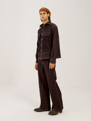 Smocked Collar Jacket Set
