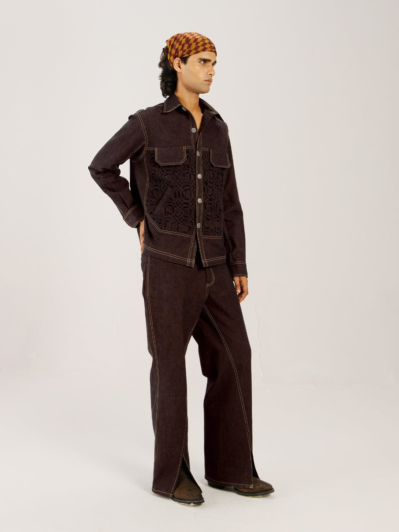 Smocked Collar Jacket Set