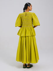 Lime Gaia Set – Silk Printed Top & Skirt | Cord Studio