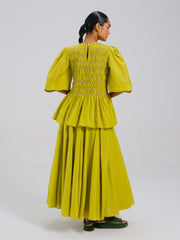 Lime Gaia Set – Silk Printed Top & Skirt | Cord Studio