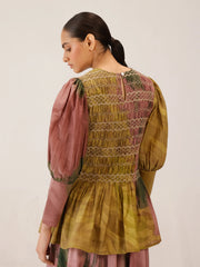Gaia Top | Smoked Style Silk Peplum Top for Women