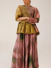 Gaia Top | Smoked Style Silk Peplum Top for Women