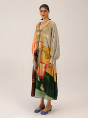 Coffee Print Cotton Joana Dress