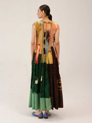 July Dress | Coffee Print Smocked Vintage Dress 