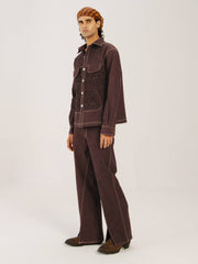 Smocked Collar Jacket Set