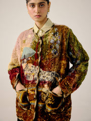 Collarless Quilted Jacket