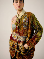 Collarless Quilted Jacket