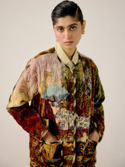 Collarless Quilted Jacket