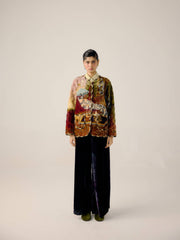 Collarless Quilted Jacket