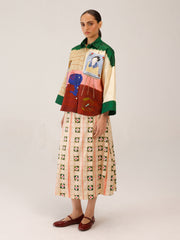 Panel Shirt Set(Panel Shirt + Wrap Skirt)