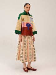 Panel Shirt Set(Panel Shirt + Wrap Skirt)