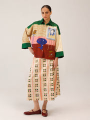Panel Shirt Set(Panel Shirt + Wrap Skirt)
