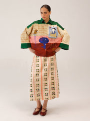 Panel Shirt Set(Panel Shirt + Wrap Skirt)