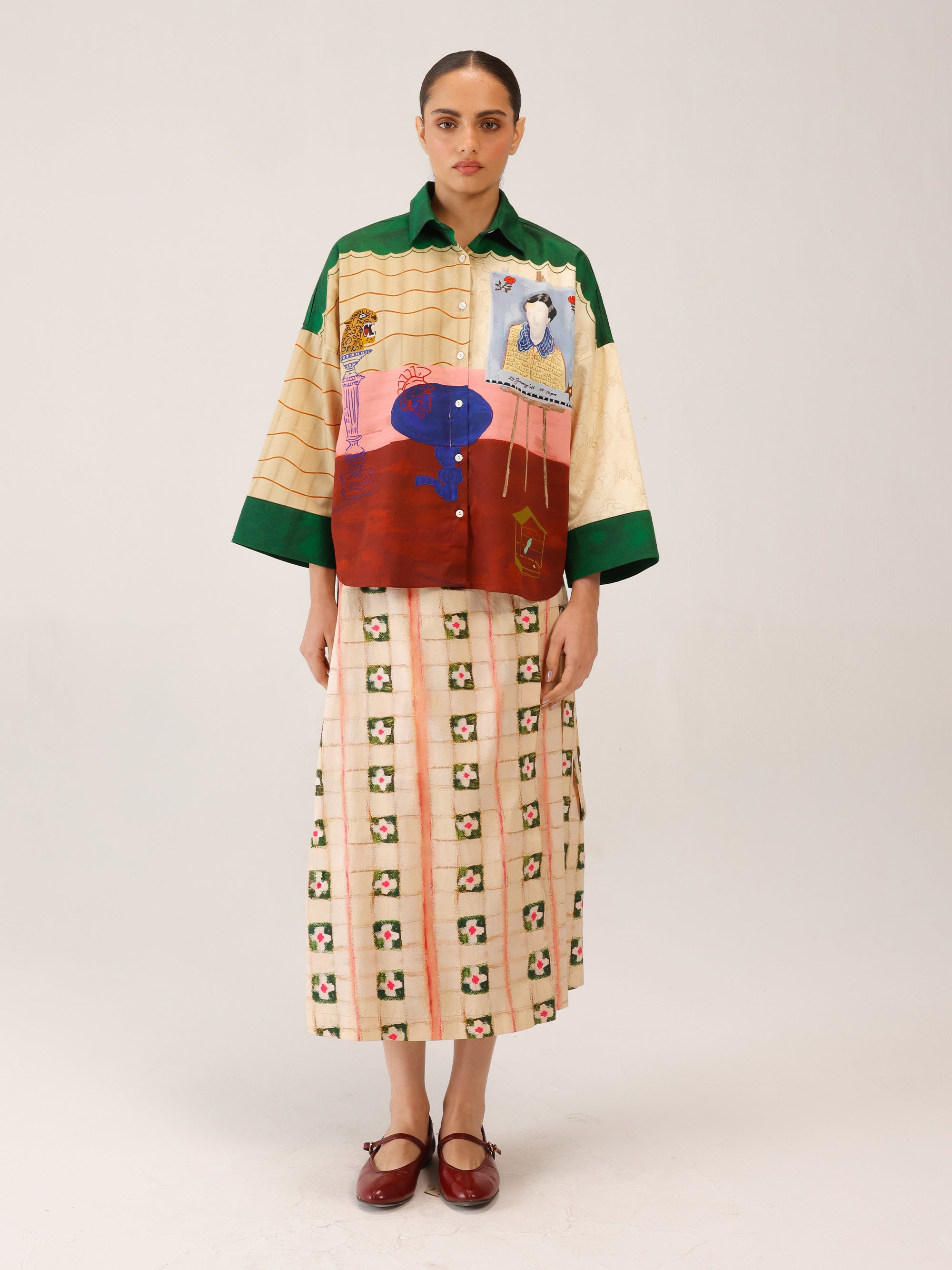 Panel Shirt Set(Panel Shirt + Wrap Skirt) – Cord Studio