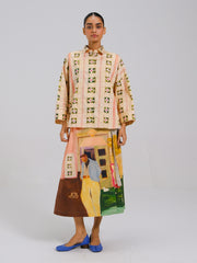 Panel Shirt Set(Panel Shirt + Wrap Skirt)