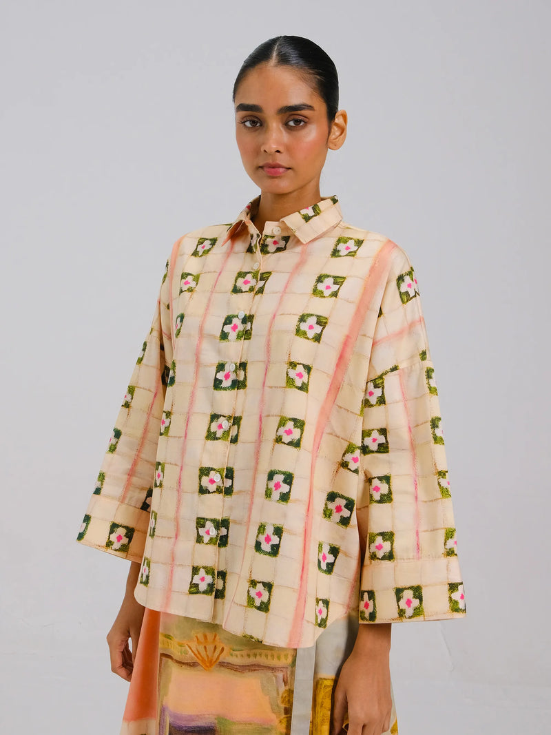 Tiles Print Panel Shirt – Cord Studio