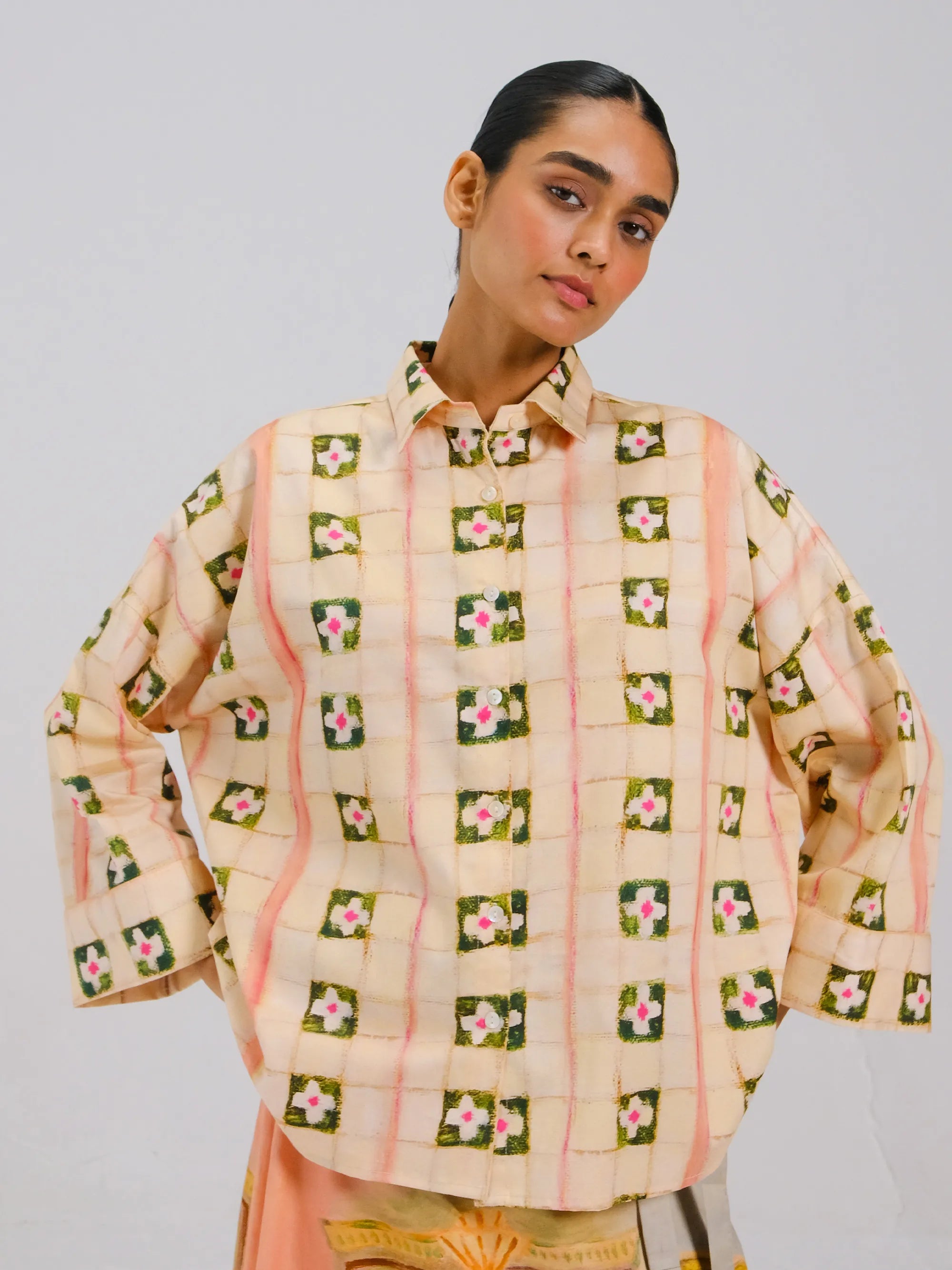 Tiles Print Panel Shirt – Cord Studio
