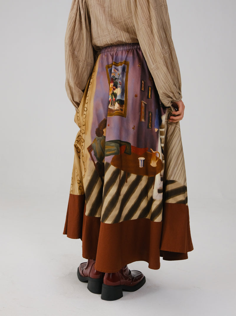 Print Blocked Skirt
