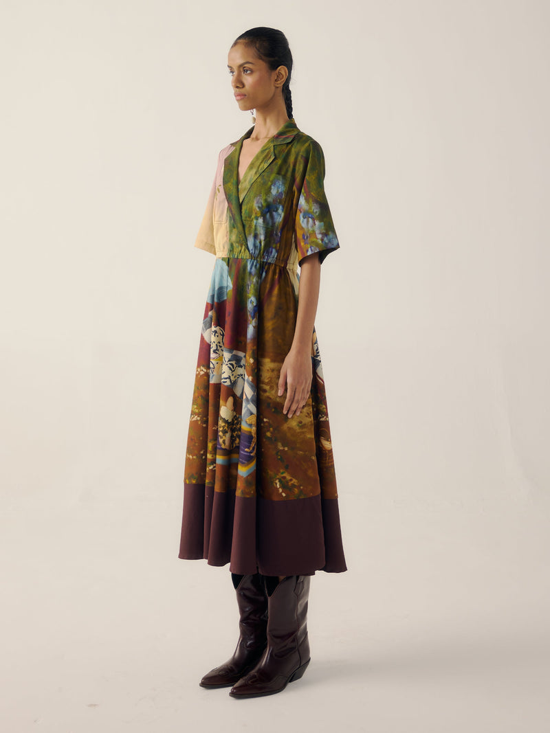 Print Blocked Dress
