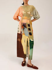 Morning Coffee Print Shaft Dress - Cord Studio