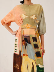 Morning Coffee Print Shaft Dress - Cord Studio