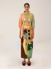 Morning Coffee Print Shaft Dress - Cord Studio