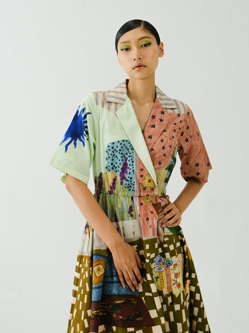 Print Blocked Dress