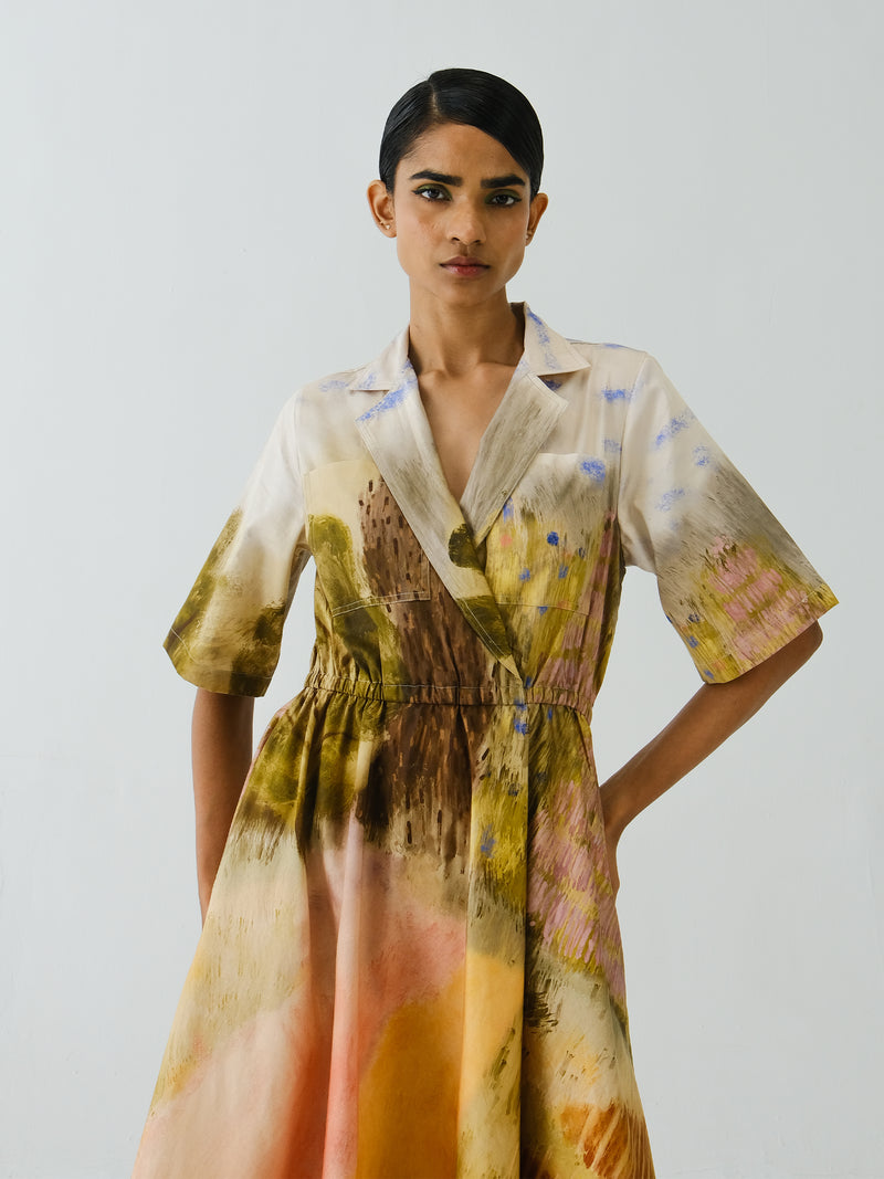 Print Blocked Dress